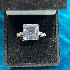 Engagement Style CZ Ring silver in color